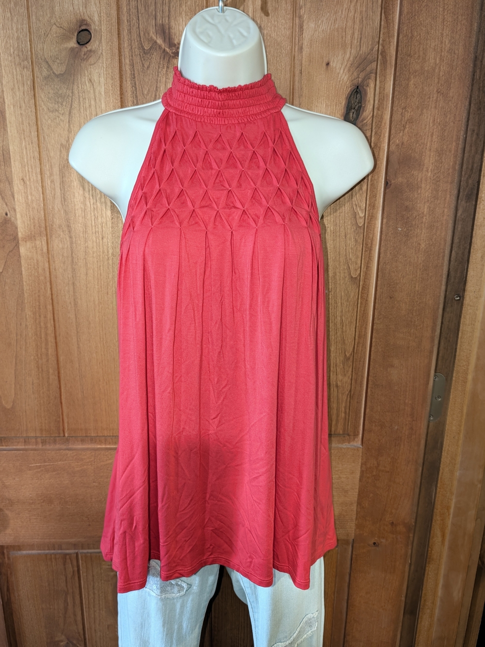 Cable & Gauge Hot Pink Smocked Halter Camisole